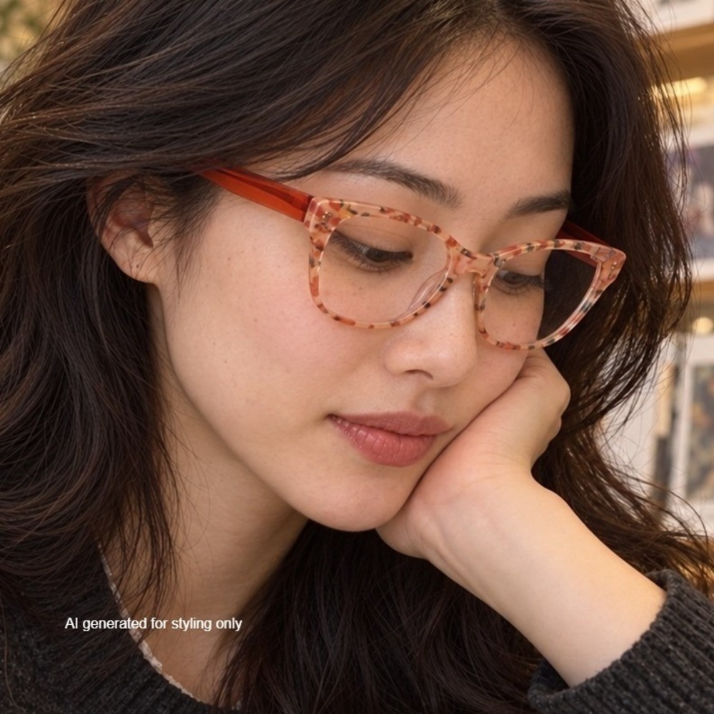 ZiGi + MARAiS Frida Pink Floral Cat Eye Blue Light Reading Glasses +1.50